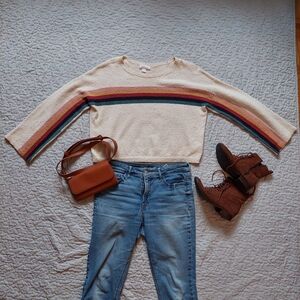 Velvet Cream Knit Crewneck Sweater